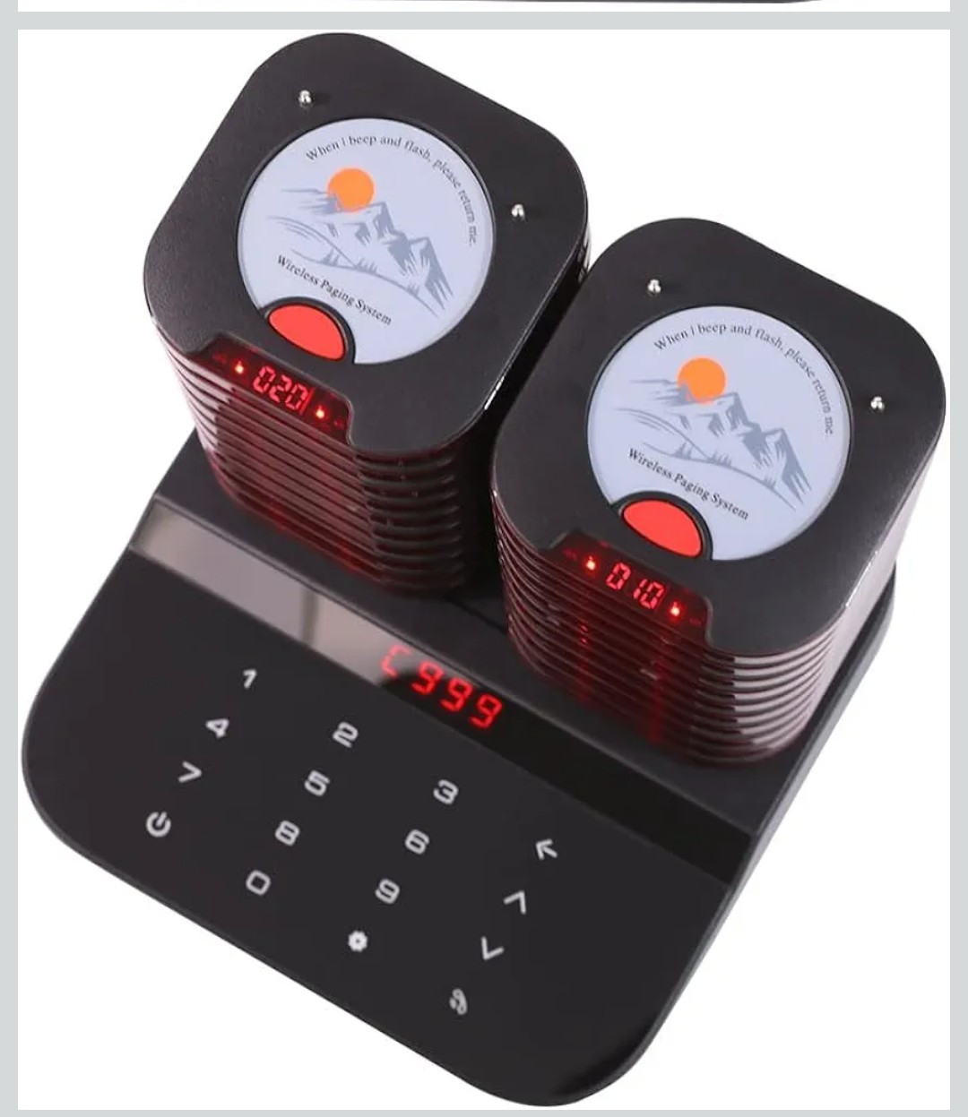 AGJ Restaurant Pager System Touch Keyboard Wireless Calling System 20 Pagers Bee