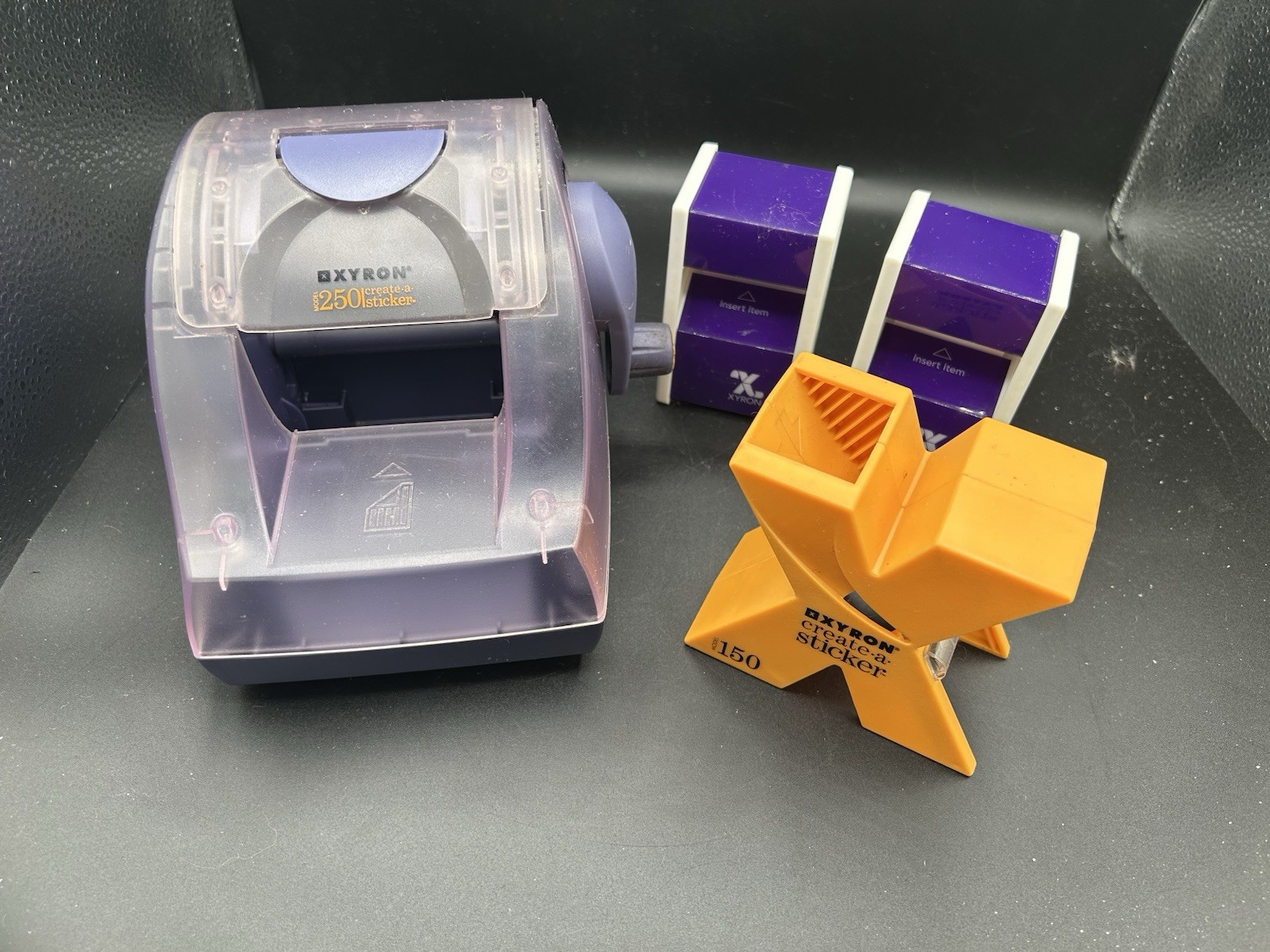 Scrapbooking Xyron Create a Sticker 250 & Orange Xyron 150 Plus 2 Purple Xtras