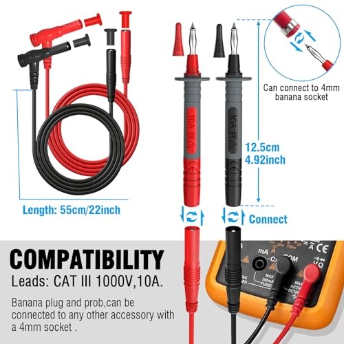 25PCS Multimeter Test Leads Kit, Test Leads Set with Replaceable Test Kit-1