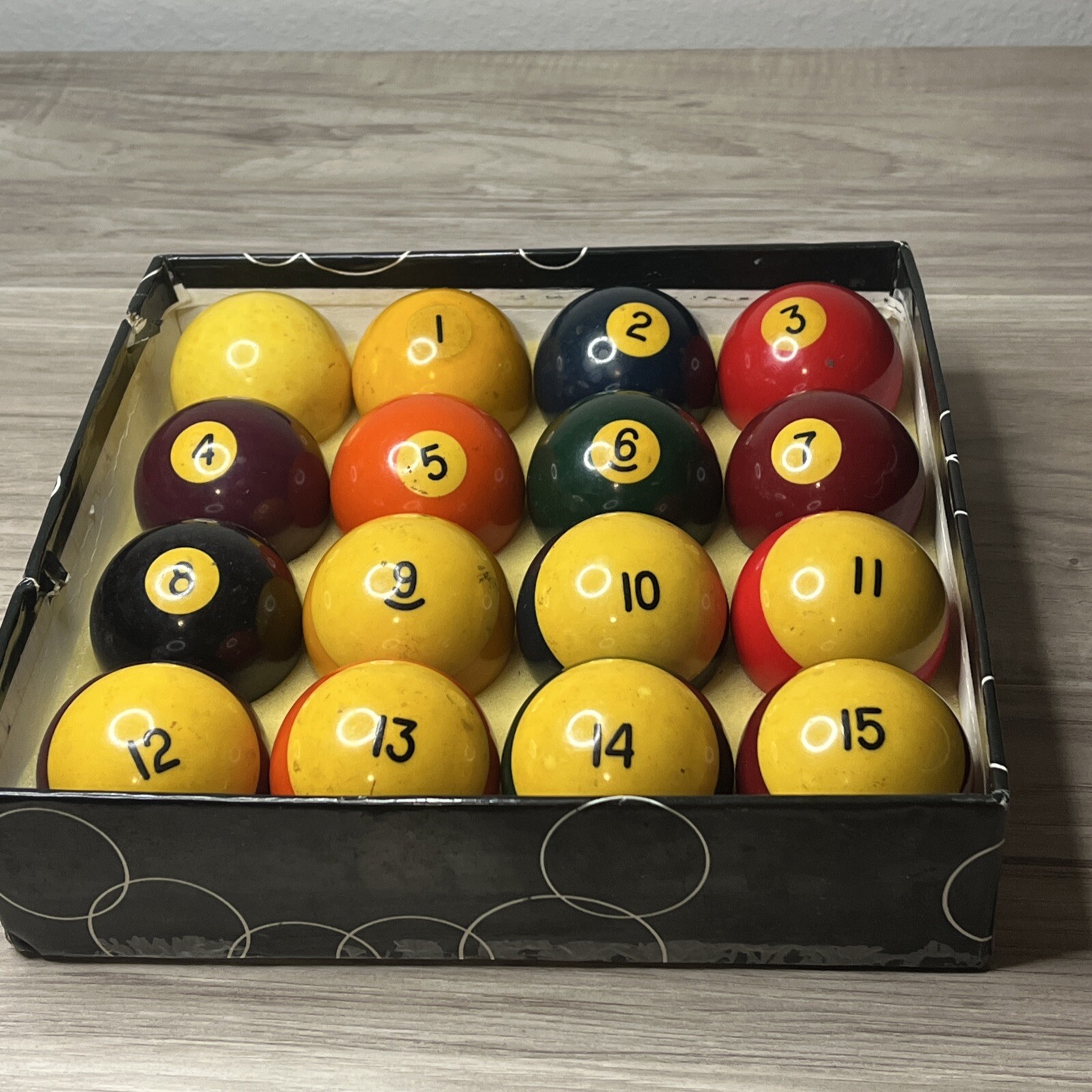 Vintage SET OF  POOL BALLS 15 With CUE BALL Billiard Ball Set