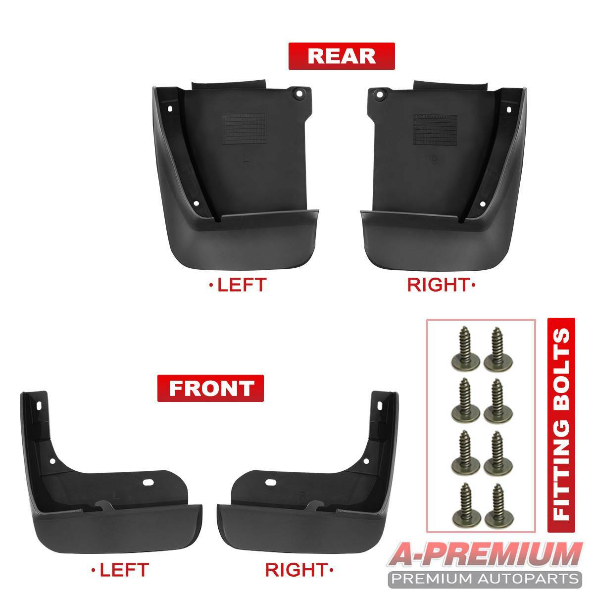 4PCS Splash Guards Mud Flaps Mudguards for Honda Accord 2003-2007 Front and Rear