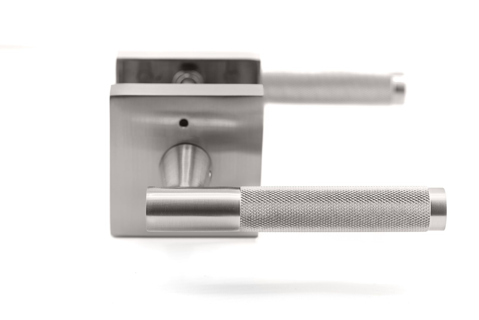 Brushed Nickel Interior Door Knob with Lock, Silver Bedroom Door Knobs, Inter...