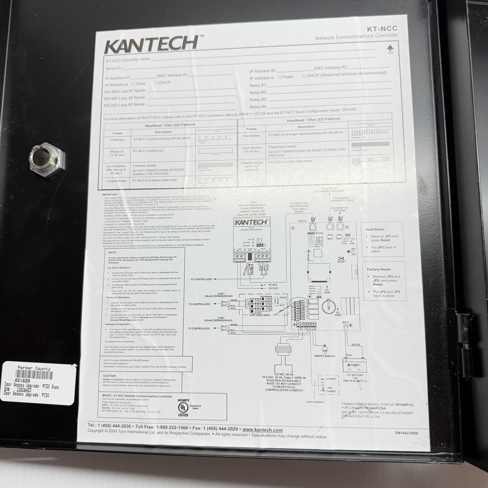 Kantech KT-NCC - Network Communication Controller
