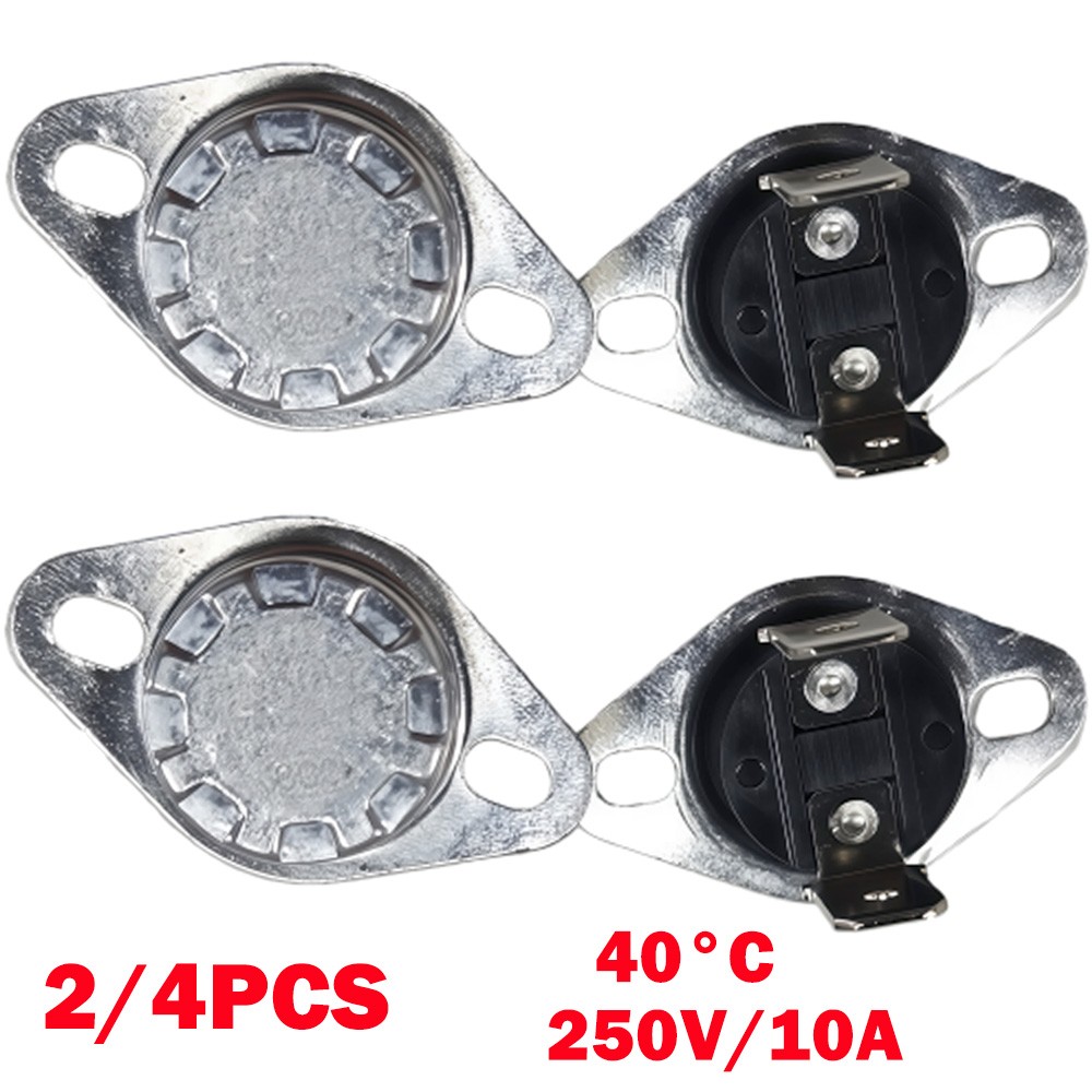 2/4Pcs Thermostats 40°C 10A Normally Closed NC Bent-Pin Temperature Switch 6.3mm