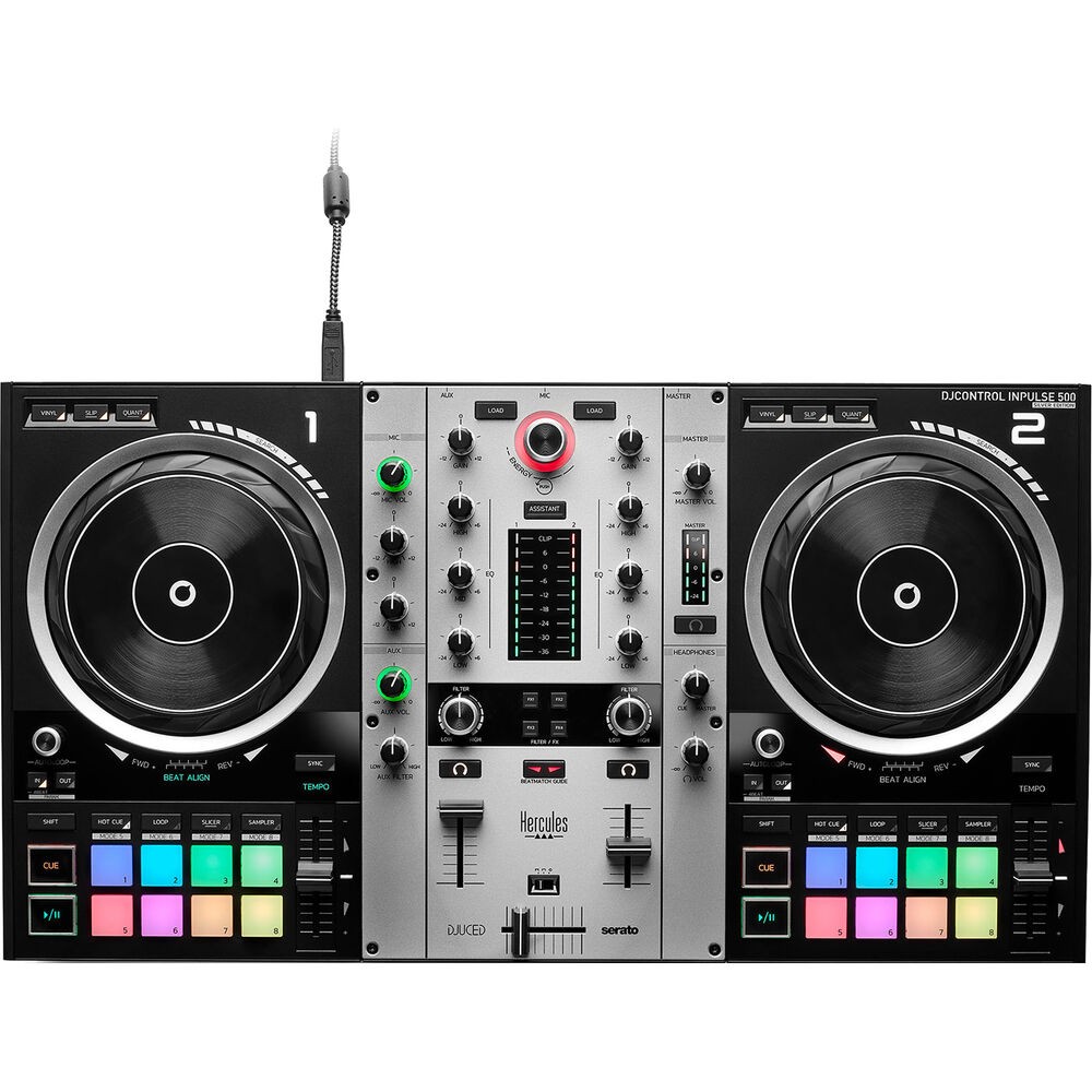Hercules DJControl Inpulse 500 DJ Software Controller (Silver) w/ Headphones KIT