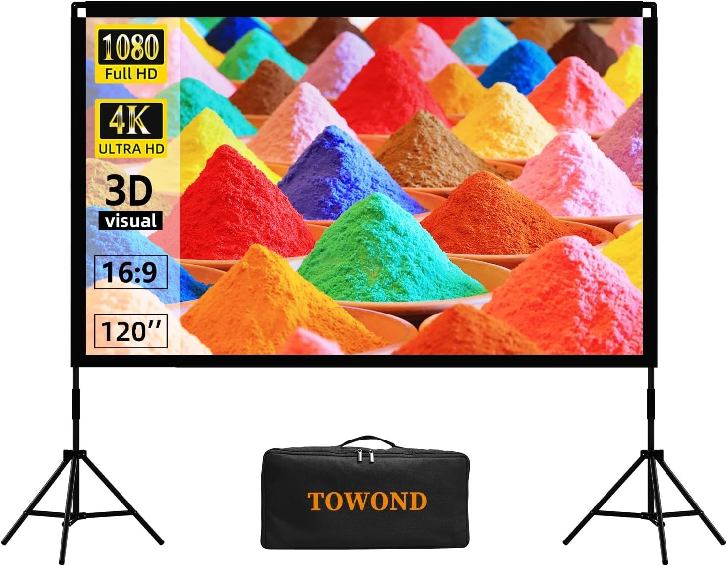 Foldable Projection Screen with Stable Tripod and 160-Degree Viewing Angle
