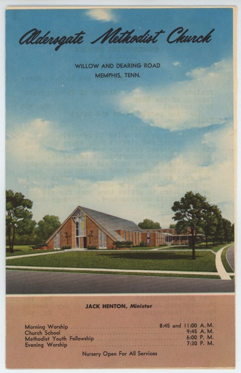 1961 Aldersgate Methodist Church Memphis Thanksgiving Service Program Jack Hento
