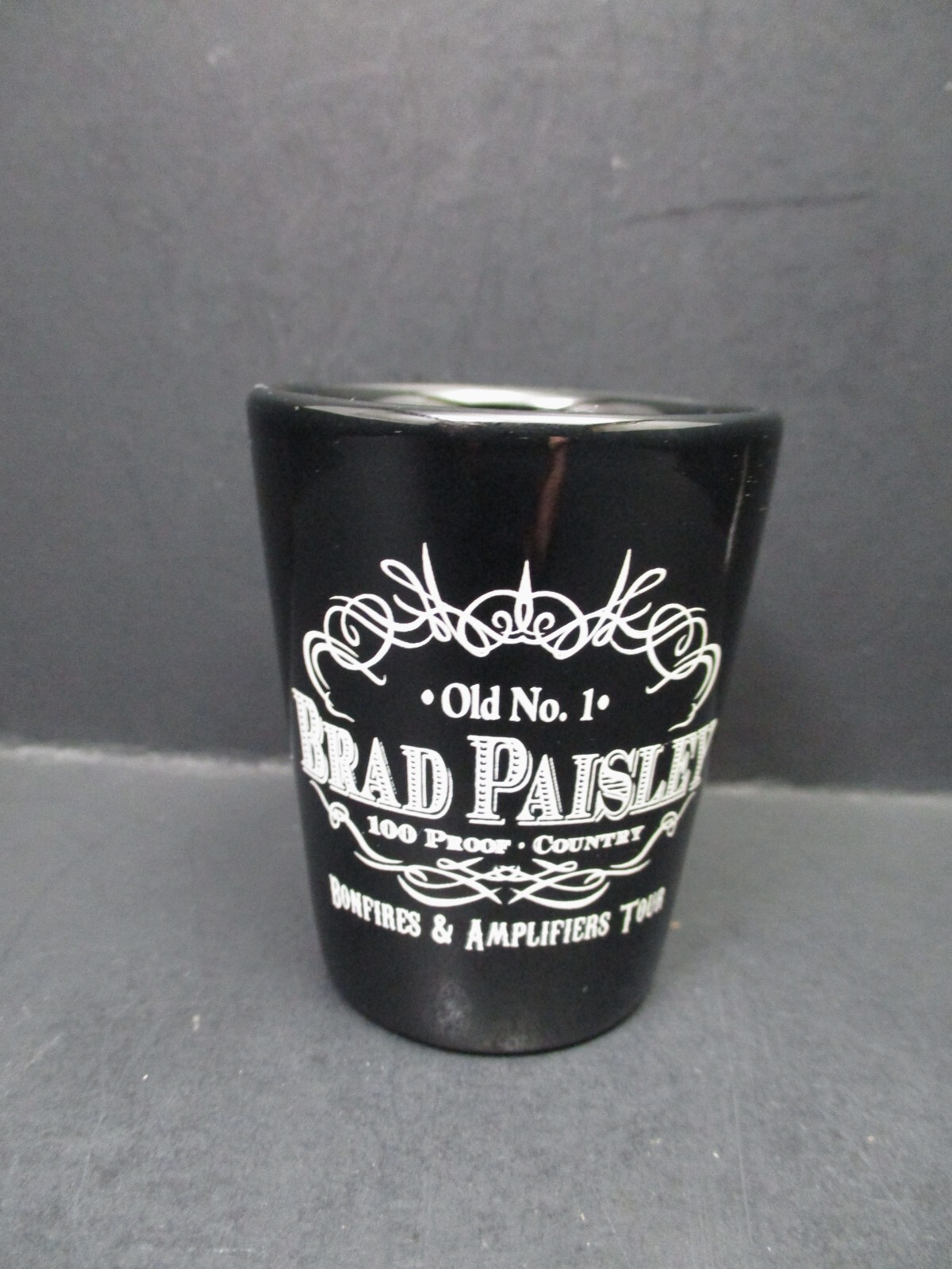 Brad Paisley Old No. 1 Black Shot Glass 100 Proof Country Bonfires Amplifiers
