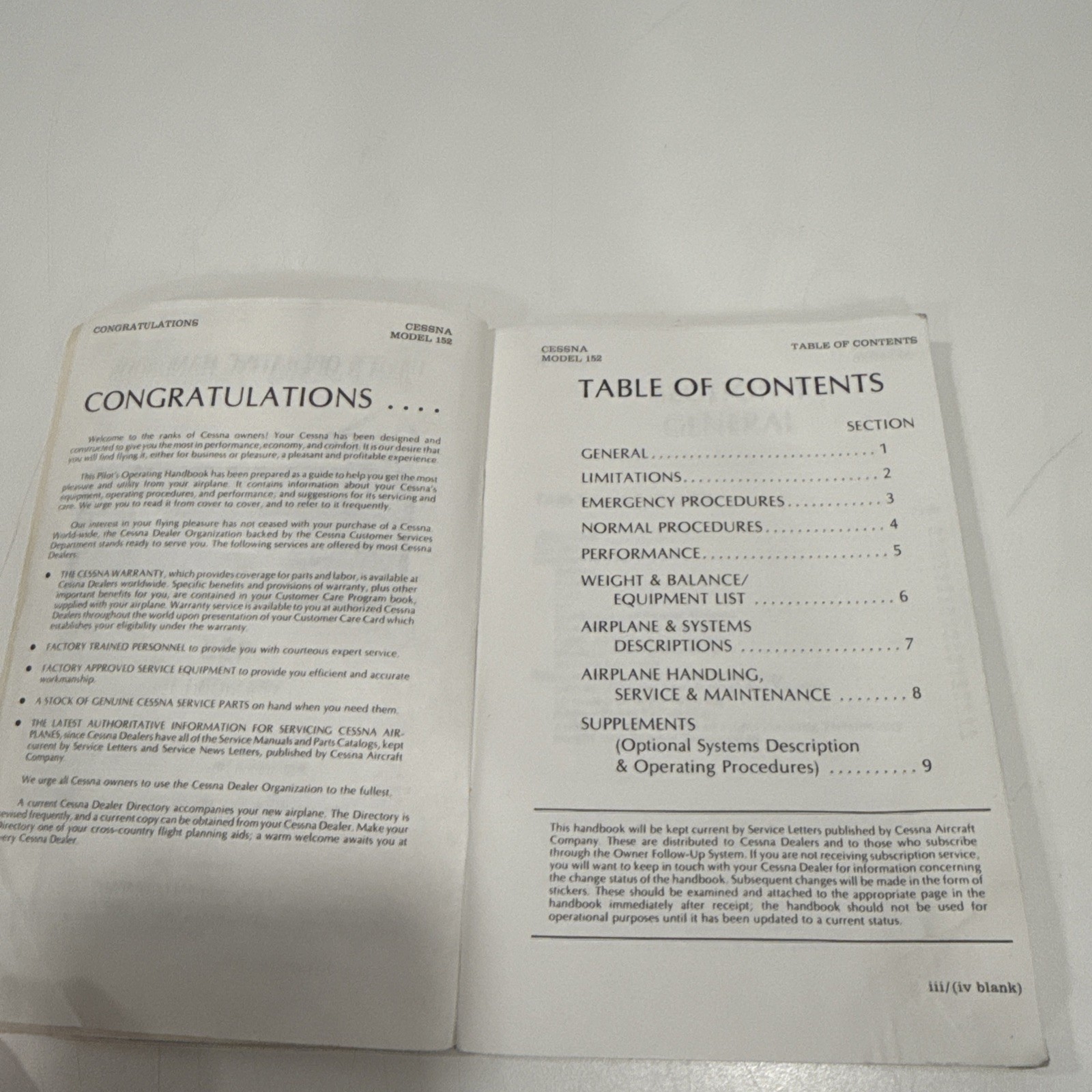 Softcover Pilot's Operating Handbook 1978 Cessna Model 152