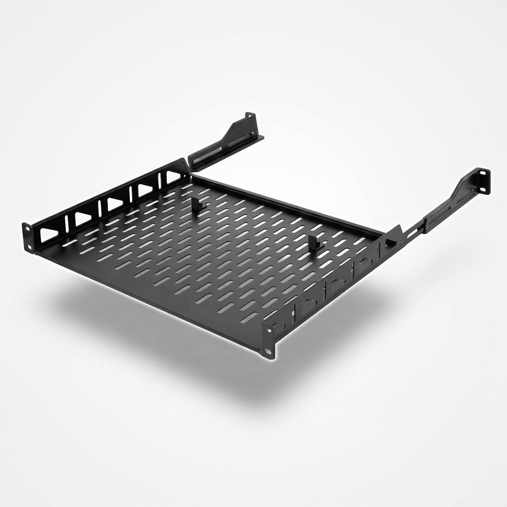 Rack Shelf 2 Pack Cantilever Steel Black Vented Server Network Data Cabinet 1U