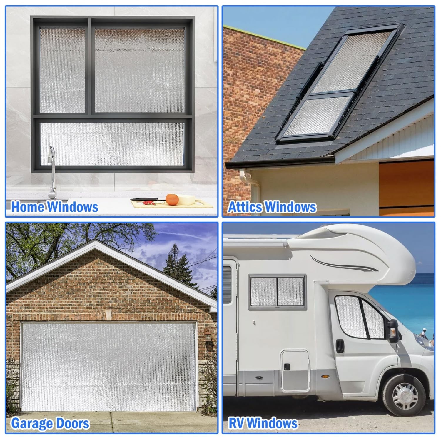 Double Reflective Insulation 48 in X 10 FT RV Window Insulation for Summer He...