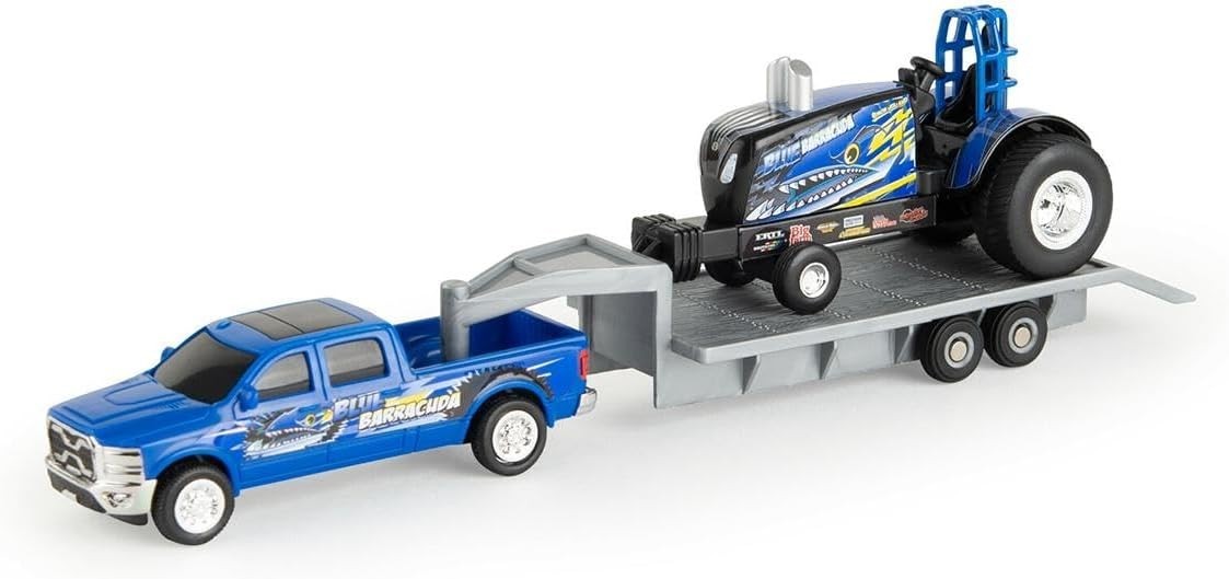 ERTL 1/64 New Holland "Blue Barracuda" Pulling Tractor w Truck & Trailer 47570