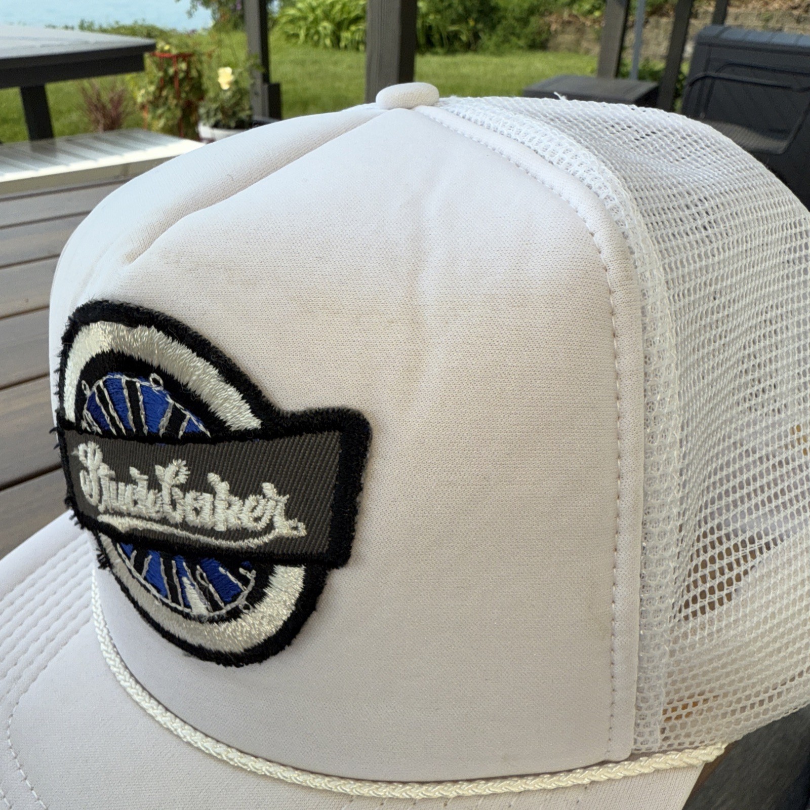 Studebaker Patch on White Foam Trucker Hat Cap Snapback EUC See Photos