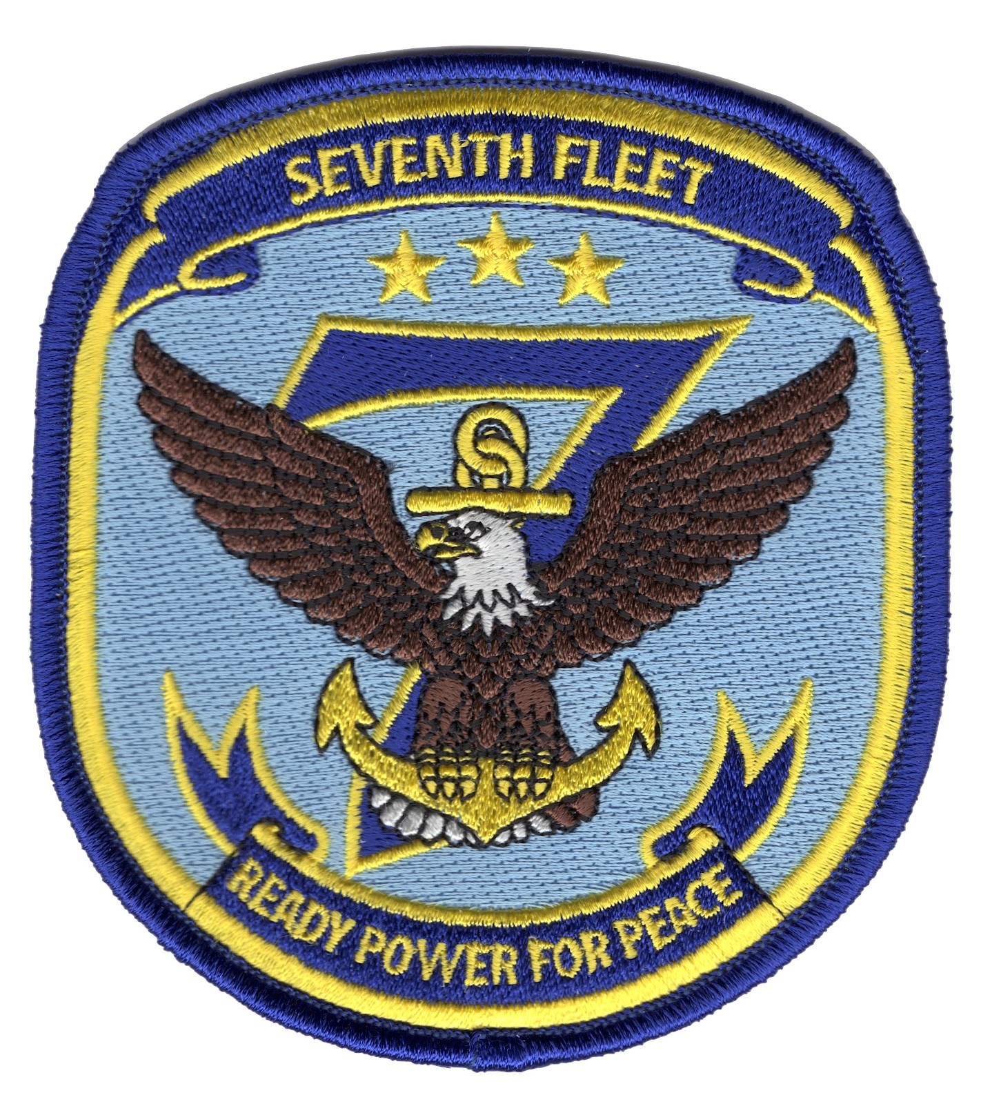 US Navy Seventh Fleet Embroidered Patch 3.75x4 Ready Power For Peace