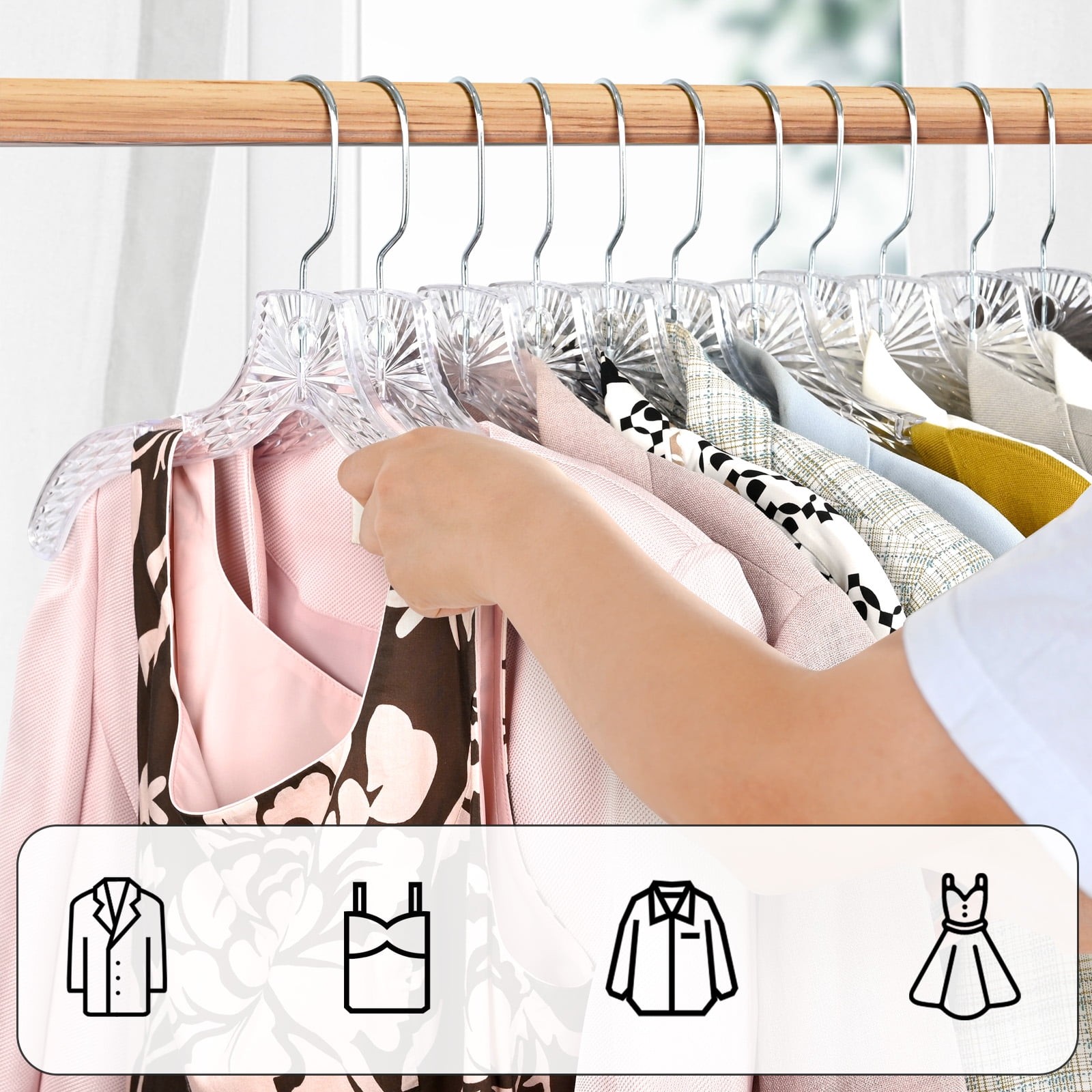20 Pack Hangers, Plastic Hangers, Heavy Duty Clothes Hangers,Crystal Cut Hangers