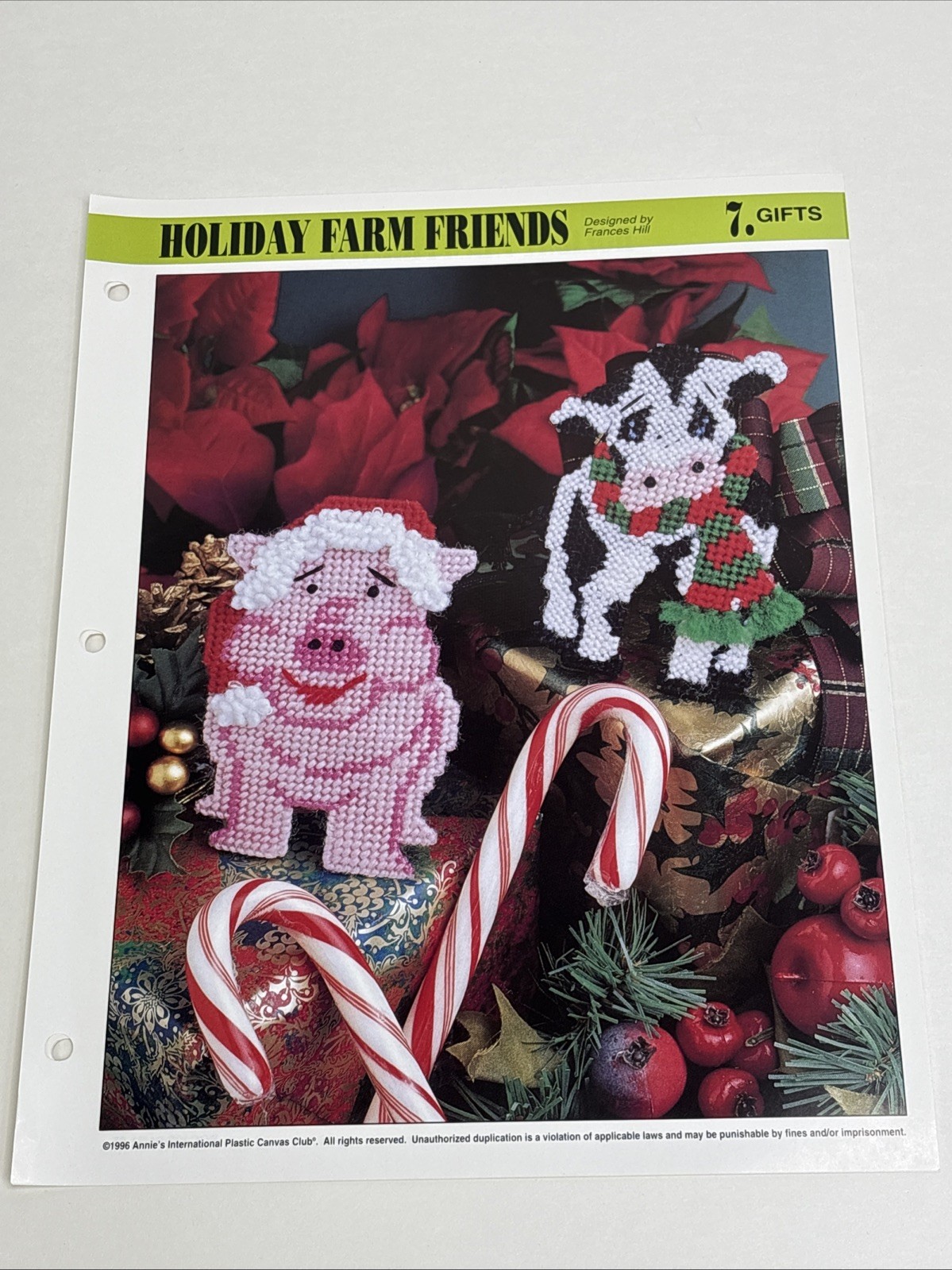 Holiday Farm Friends Pig & Cow Annie's Attic Plastic Canvas Pattern Page