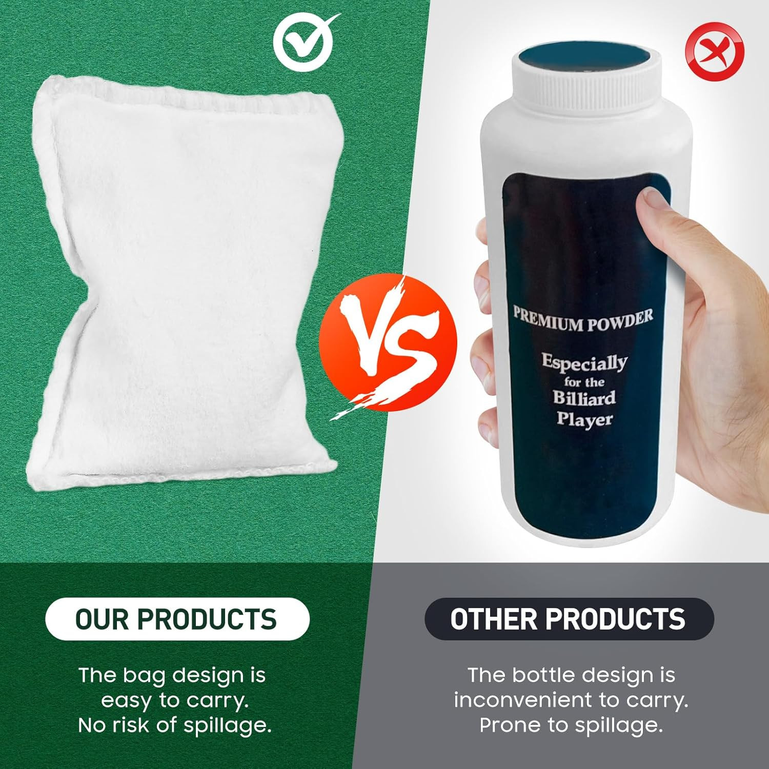 Talc Powder Bag for Billiards, Talcum Powder Bag for Billiard Pool Dry Hands and