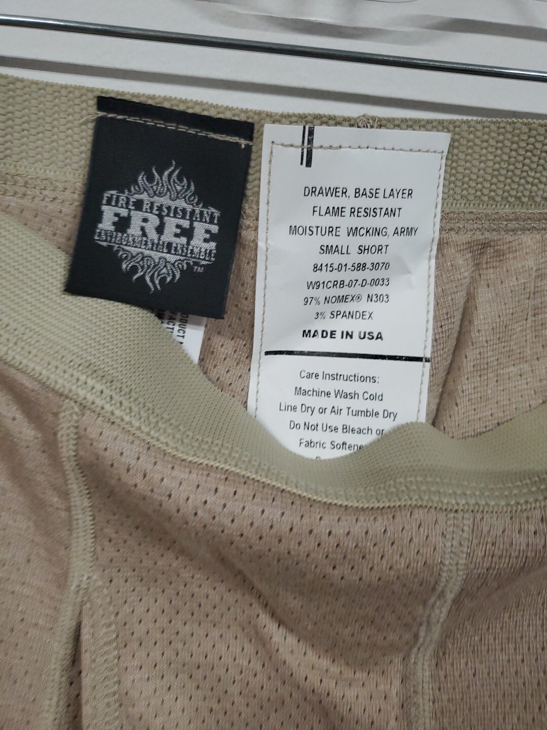 TEAM SOLDIER PECKHAM FREE FR Drawers BASE LAYER INSULATED TAN Small Short
