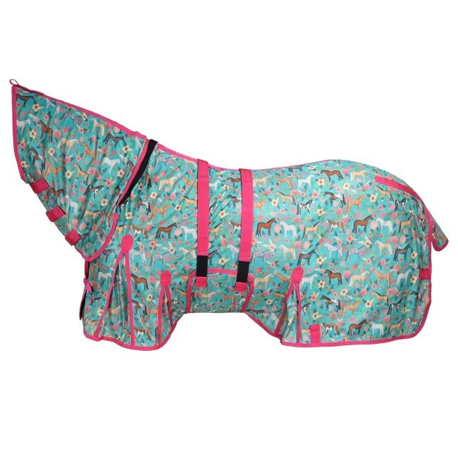 Showman Pasture Posies Mesh Fly Sheet with Neck Cover