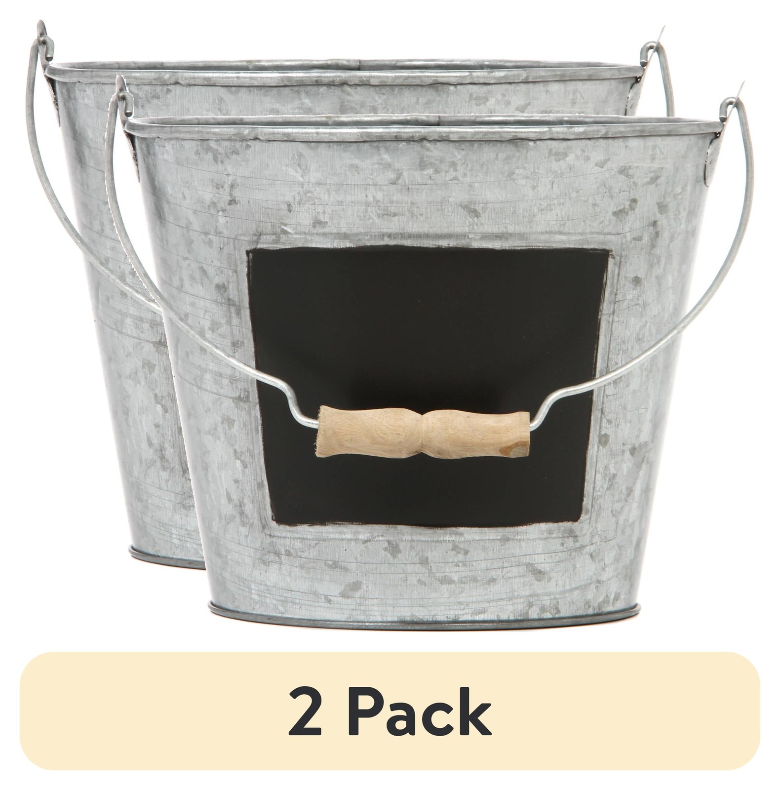 2 pack Elegant Metal Pail with Chalkboard Decorative Vases For Weddings