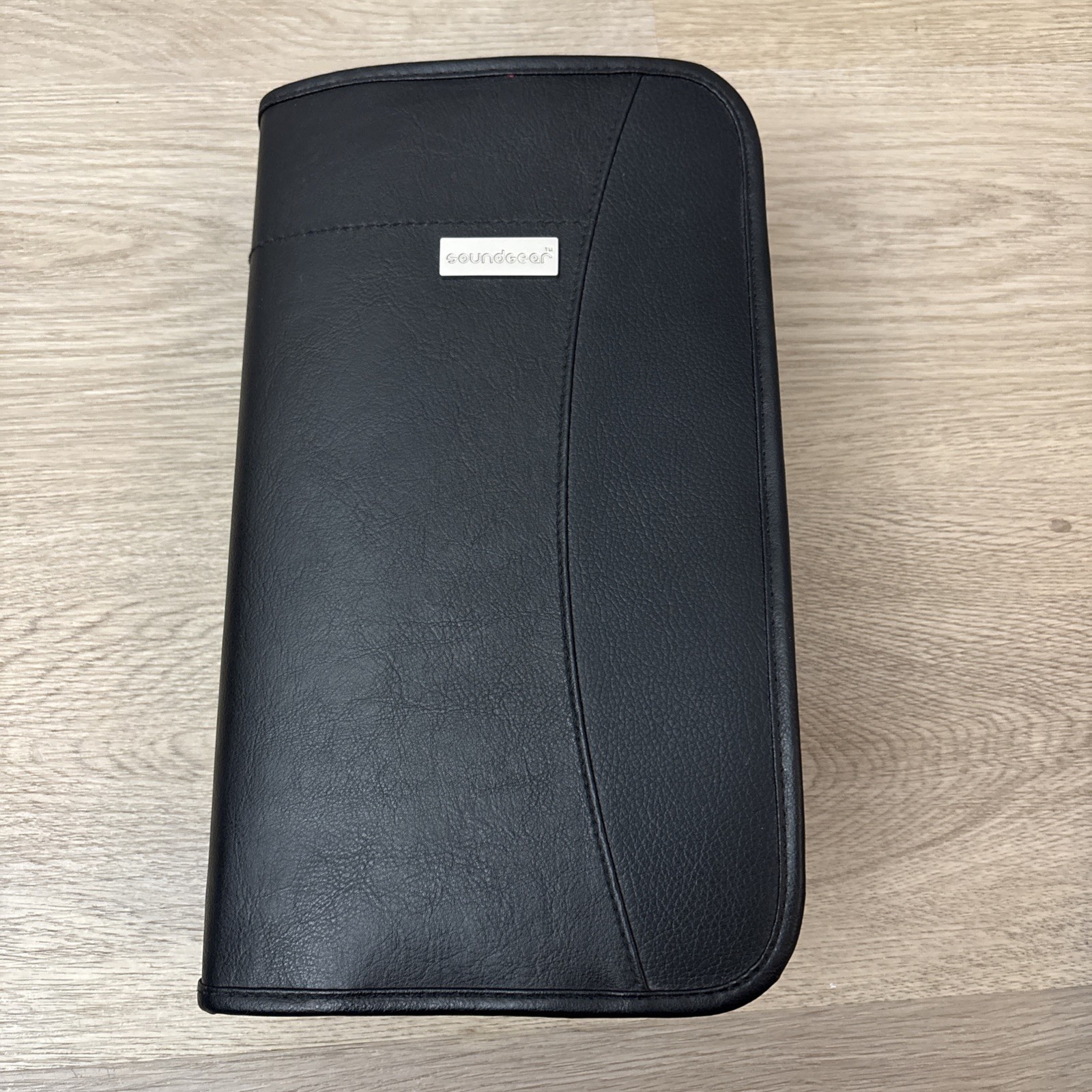 Soundgear 64 CD DVD Disc Wallet Holder Soft Black Faux Leather Zipper