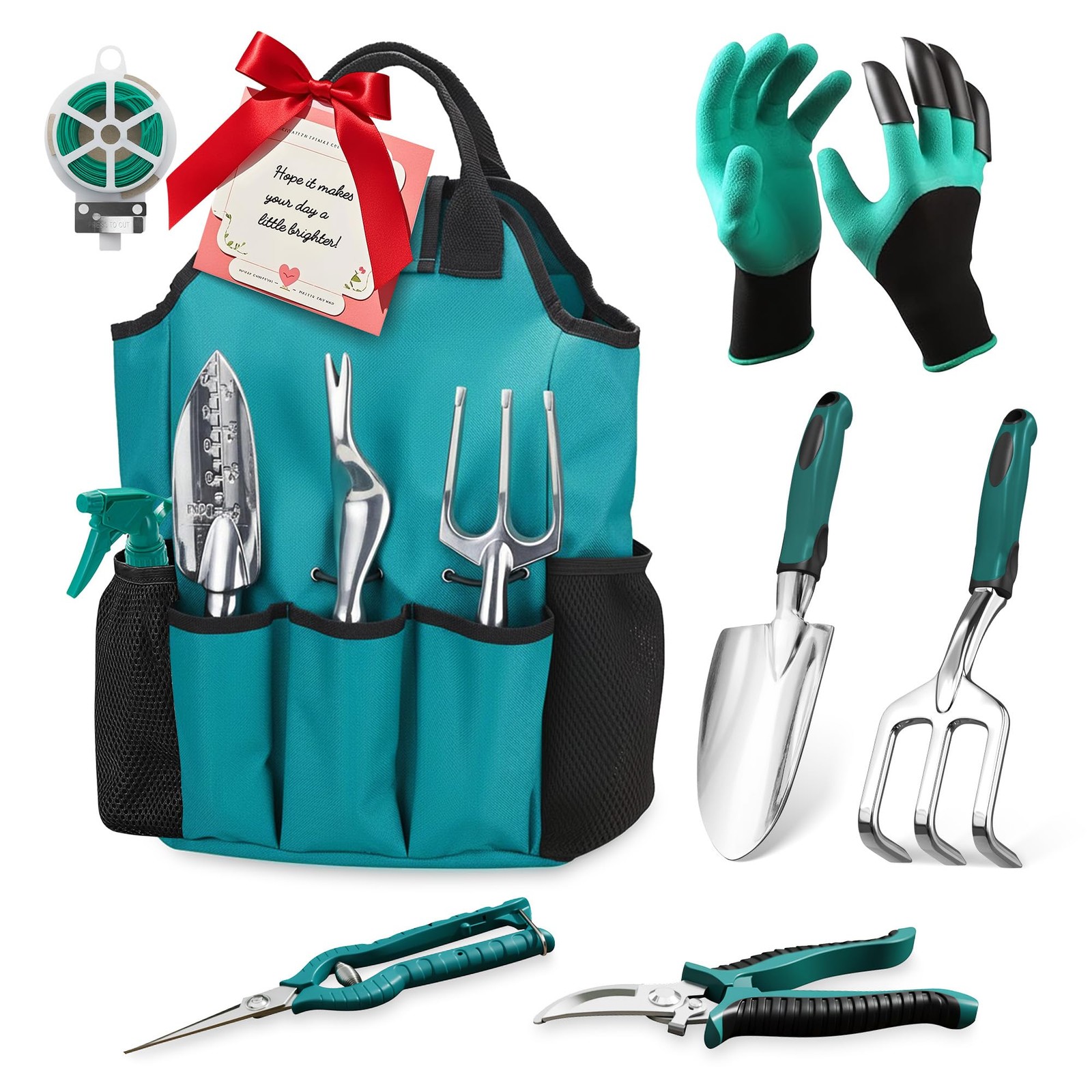 Garden Tool Set, Gardening Gifts for Women, Men, Mom, Dad, 11-Piece Green