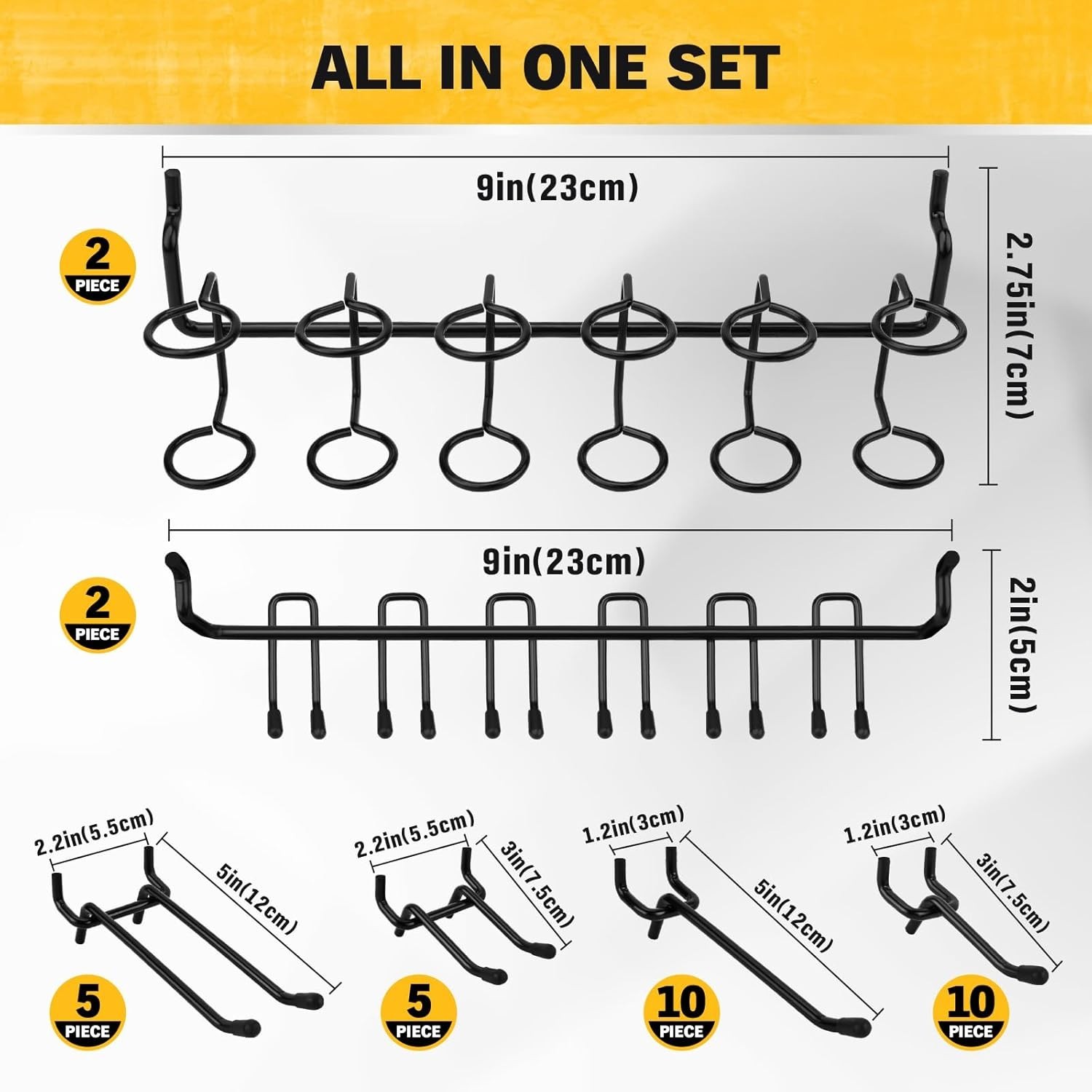 Heavy Duty Black Pegboard Hooks Set