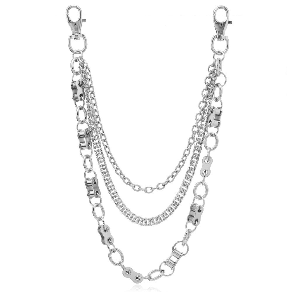 Unisex Waist Chain, Three-Layer Chain, Punk Style Metal Pants Chain