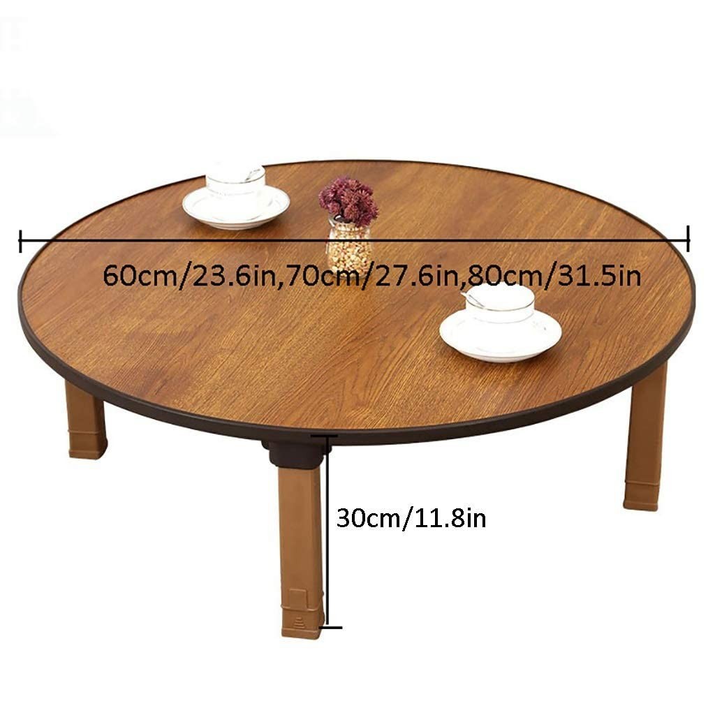 TALSAK Round Folding Tea Coffee Table, Japanese-Style Low Table, Dining Table...