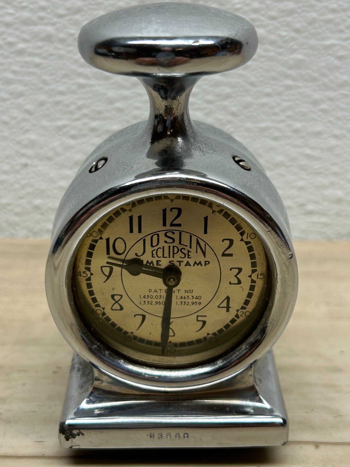 Vtg 1950s A.D. Joslin Eclips MFG. Lawyers Desctop Time Stamp Clock Made In USA
