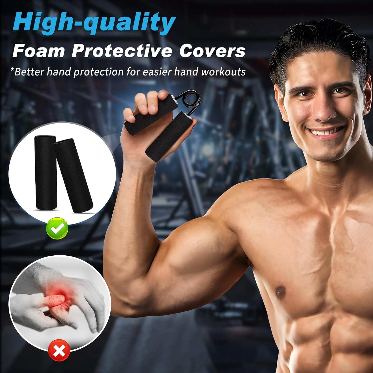 4Pcs Hand Gripper Strengthener Set 50LB-300LB, Grip Strength Trainer for Muscle