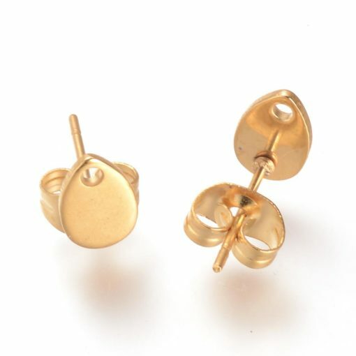 10 pcs. (5 pairs) 304 Stainless Steel Teardrop Earring Posts/Bases/Studs/Setting