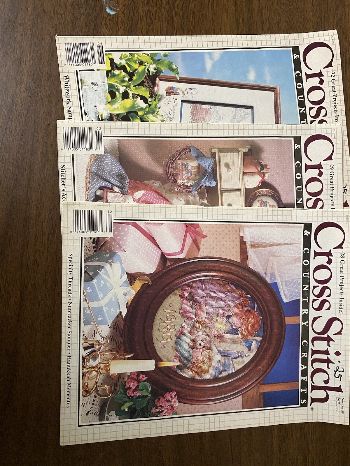 cross stitch country crafts magazine lot 1989-1990 Lot Of 3