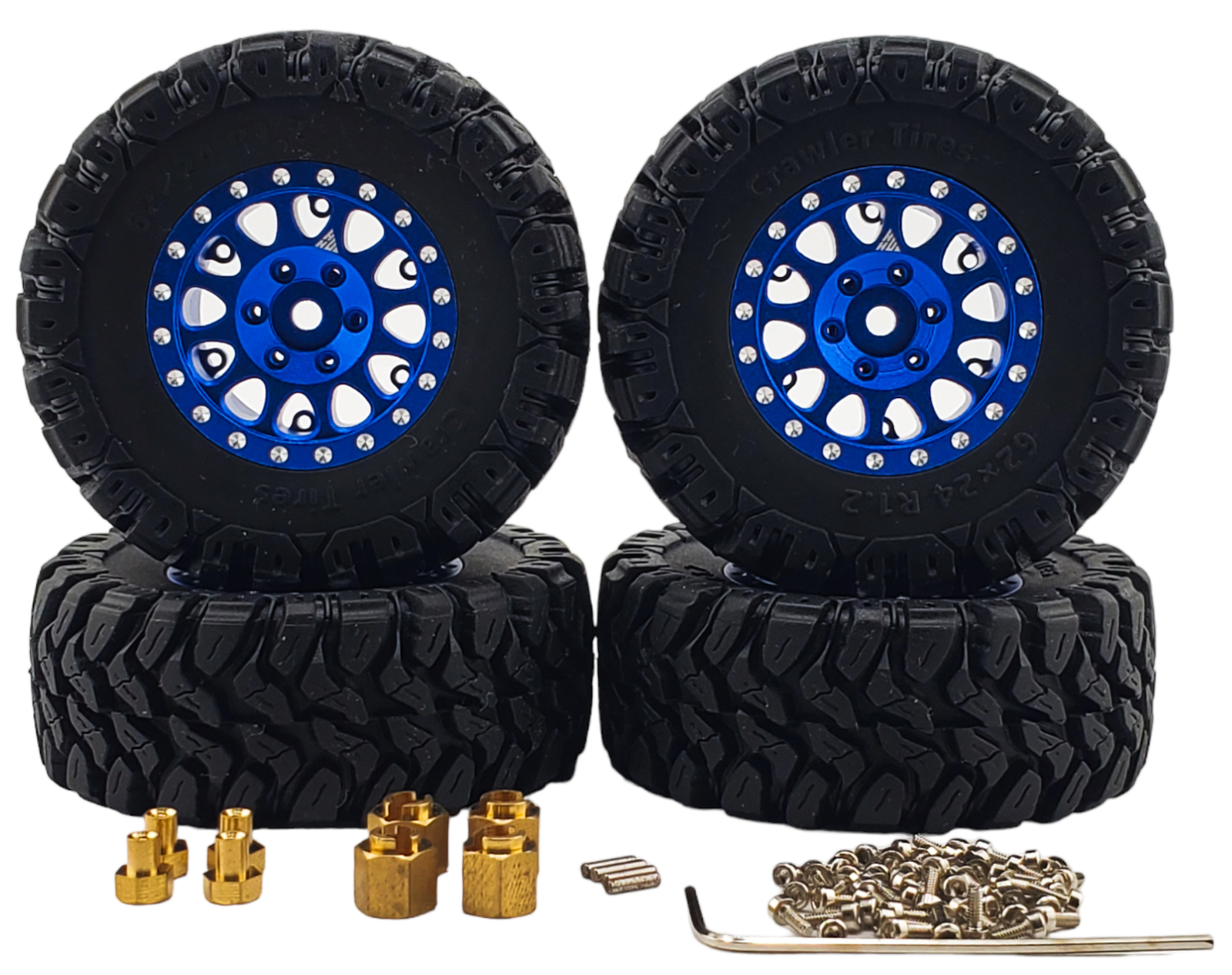 NHX RC 1.2" Crawler Tires Alum Beadlock Wheel 4x 1/18 TRX-4M Super Soft -Blue