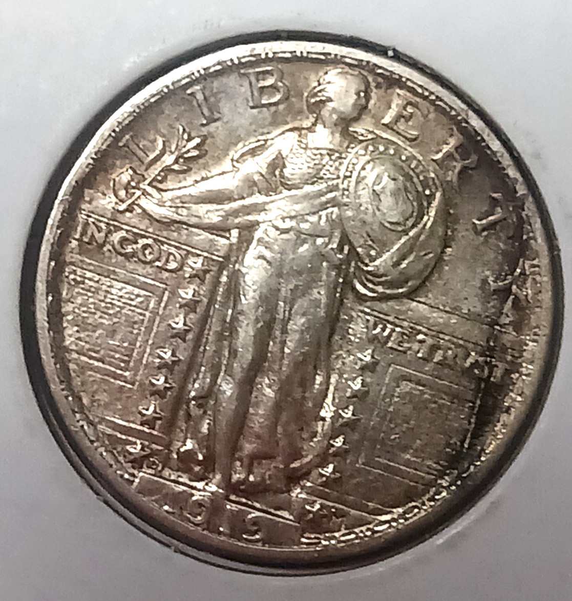 1919 D STANDING LIBERTY SHARP AU LRG DIE CRACK