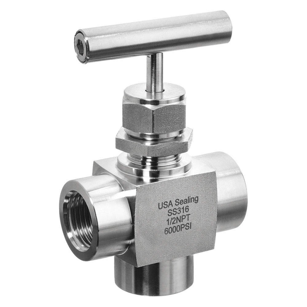 USA INDUSTRIALS ZUSA-VLV-100 Needle Valve,Angled Fitting Style,316 SS 56DK51