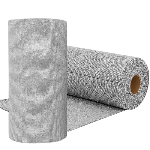 75 Pack Microfiber Cleaning Cloth Roll,Reusable Tear Away Microfiber Grey