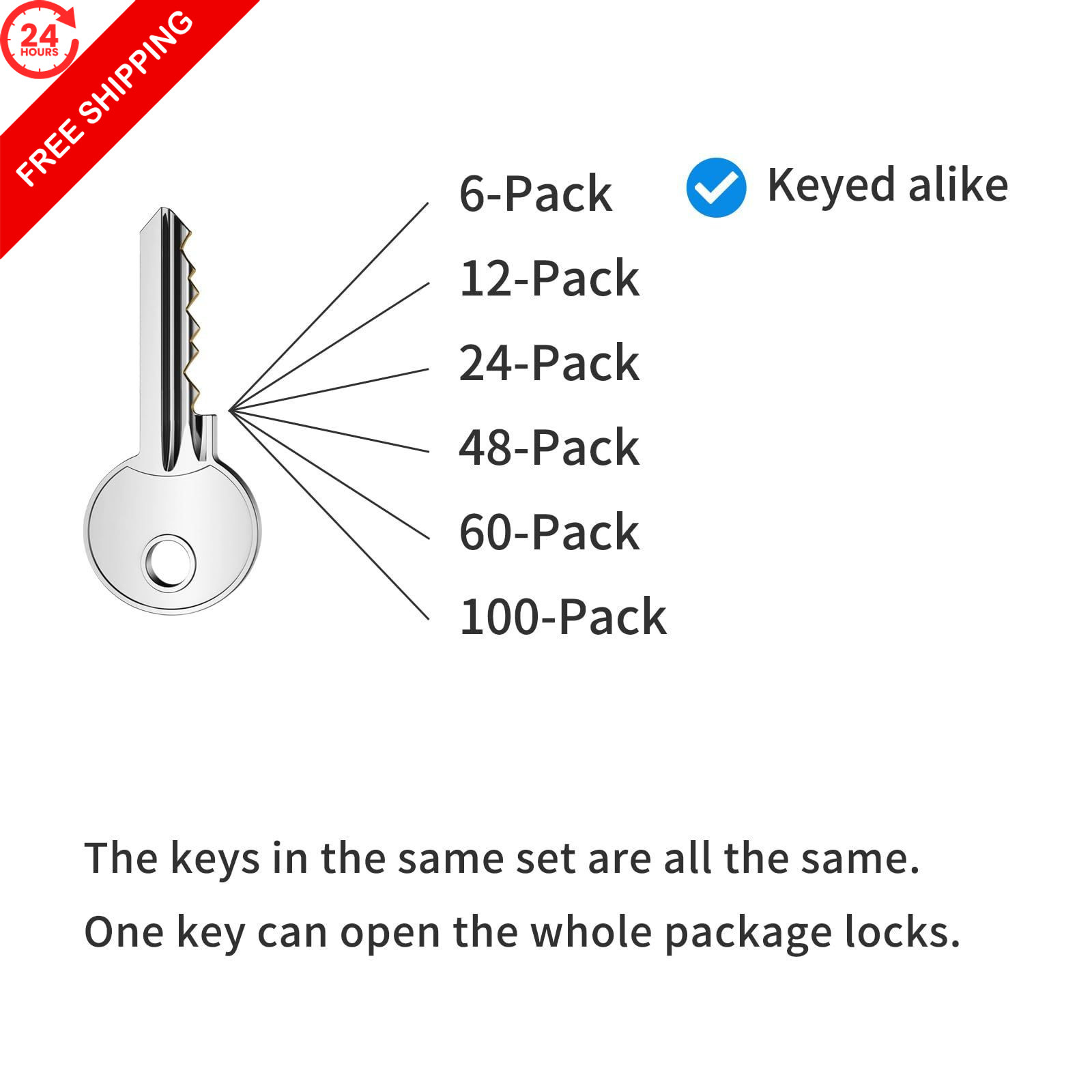 Padlocks with Same Key, LQYN 6 Pcs 6 Pack Blue, 6Pcs Keyed Alike-Blue