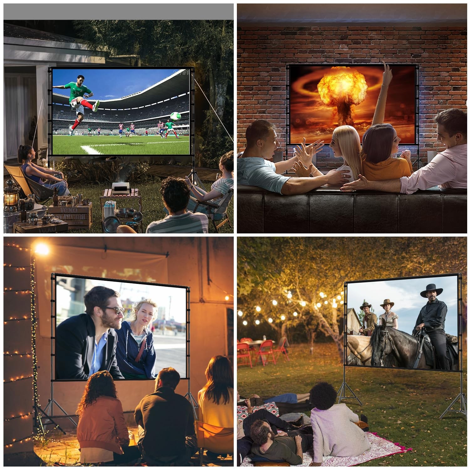 120 Inch Projector Screen with Stand, Extra-Stable Large Iron Base