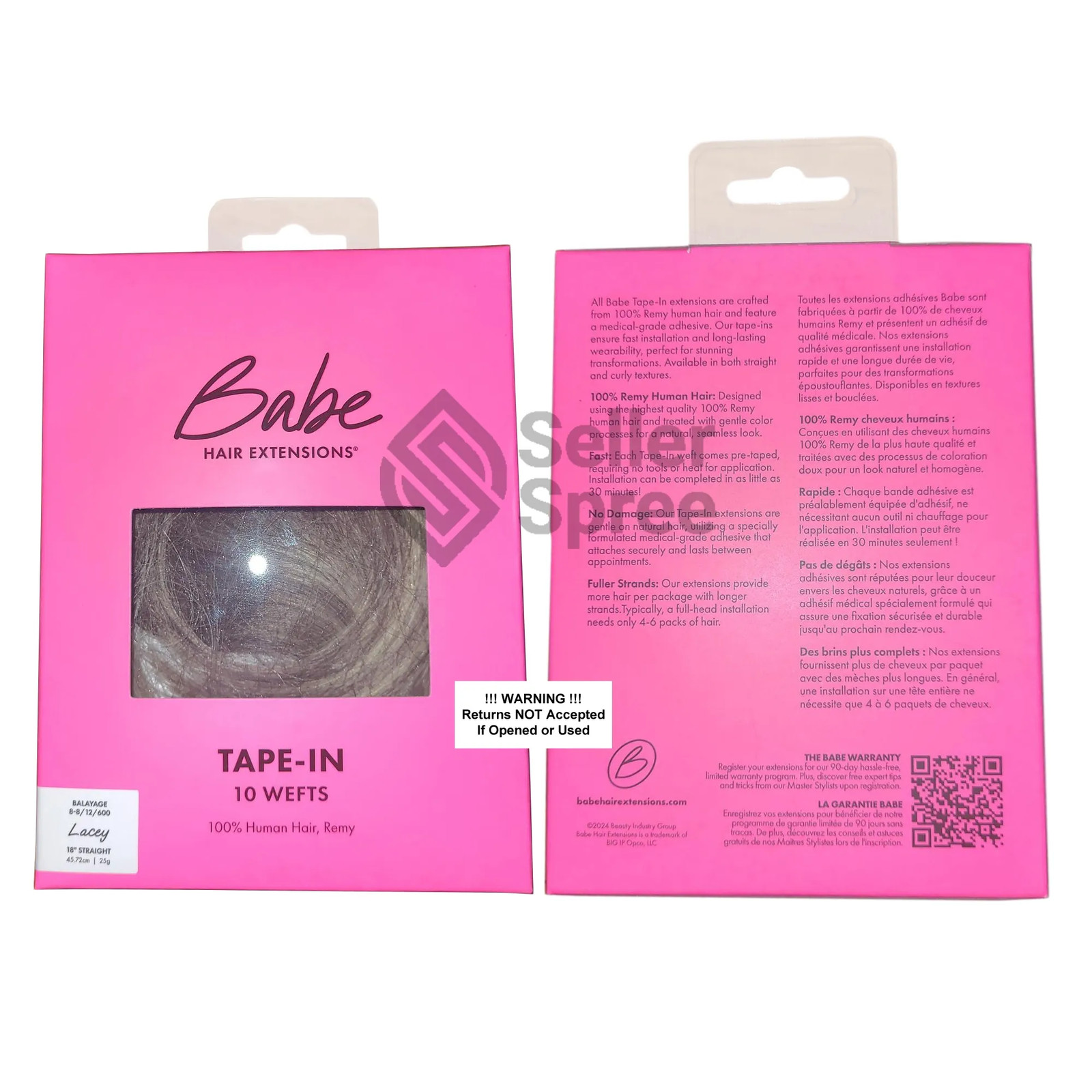 Babe Tape-In 18 Inch Straight Lacey Balayage #8-8/12/600 Hair Extensions Wefts