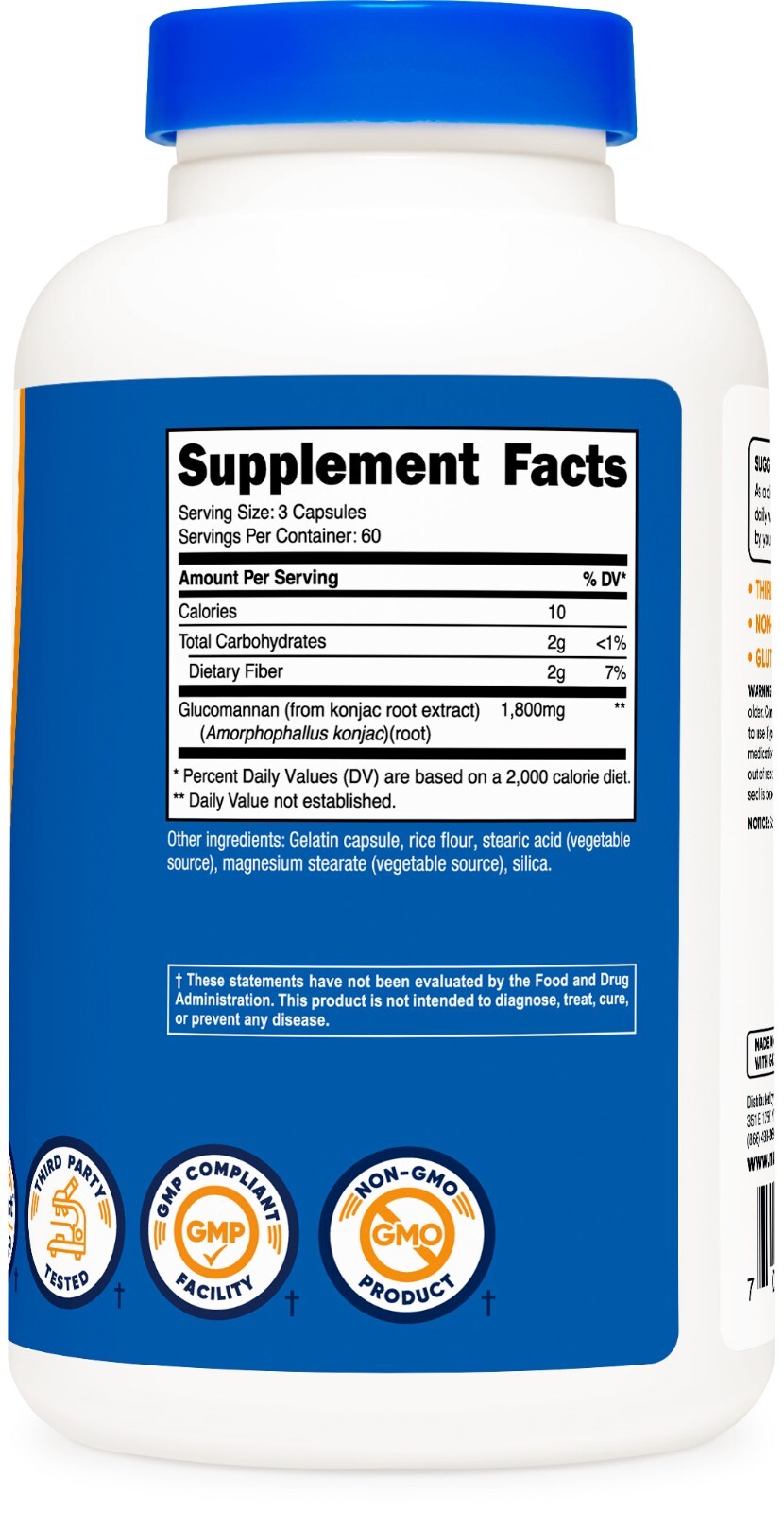 Nutricost Glucomannan 1,800mg Per Serving - 180 Capsules