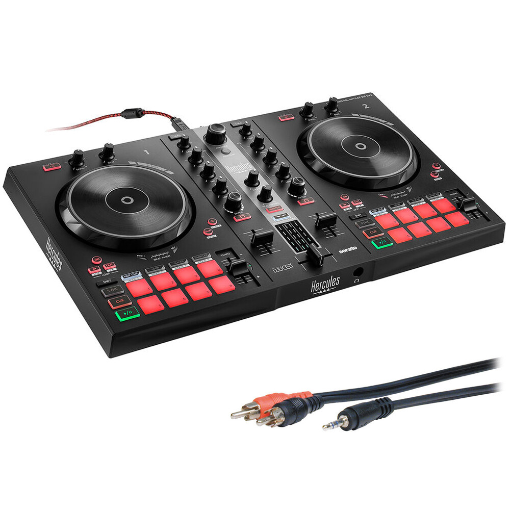 Hercules DJControl Inpulse 300 2-Deck USB with 3.5mm Mini to RCA Cables