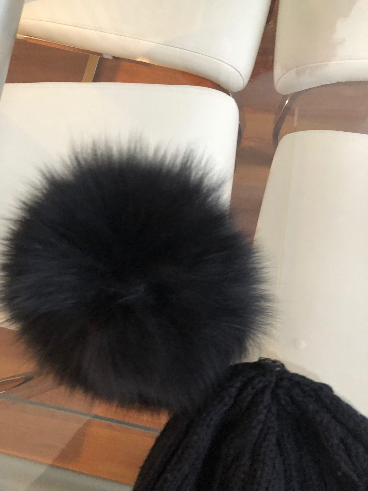 EMPORIUM UK Black Fox Pom Pom Clip On Hat O/S Retail $200