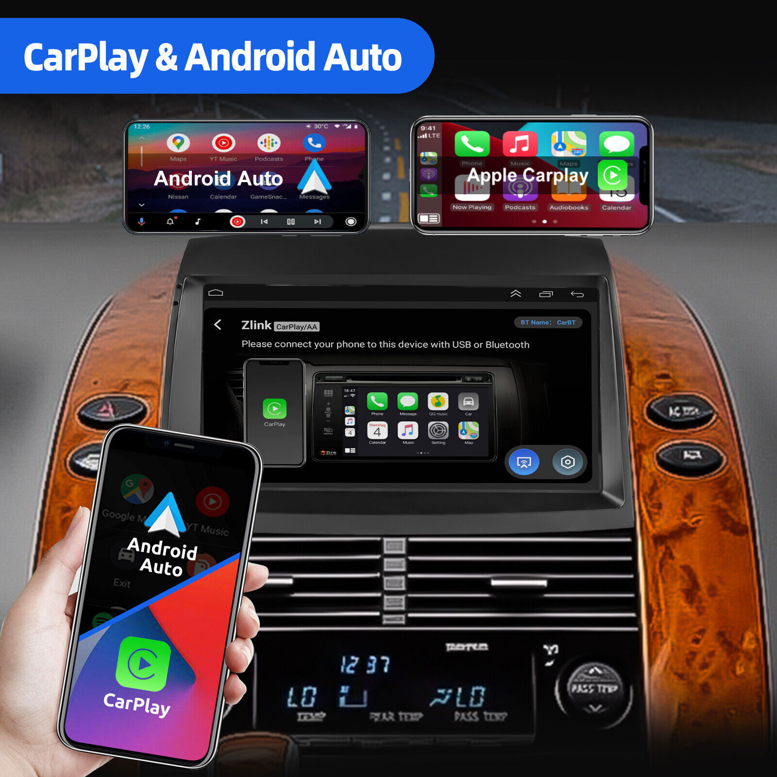 Apple Carplay Car Radio Stereo GPS WIFI For Toyota Sienna 2004-2010 Android 13.0
