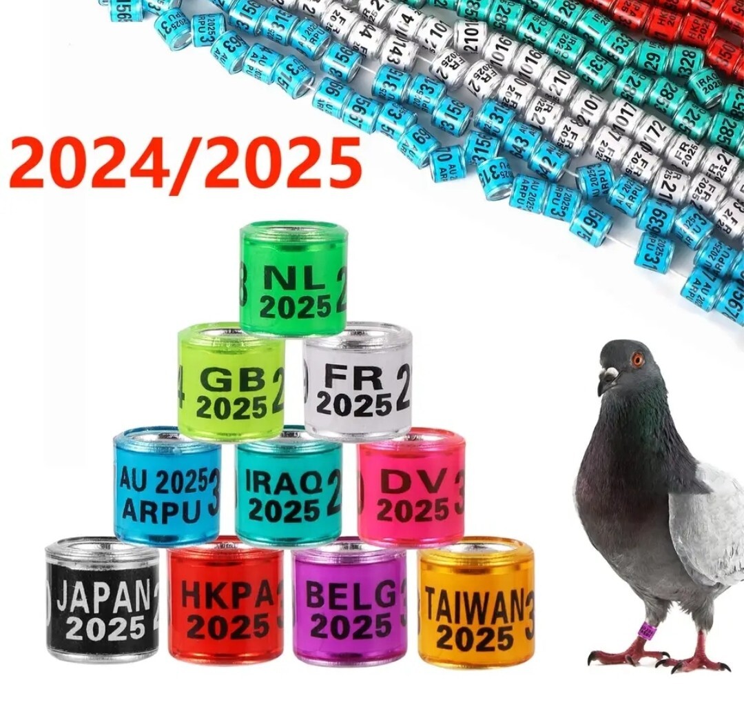 100Pcs Pigeon Ring 2025 Identification Rings Bird Leg Bands Foot , 10 Dif Color.