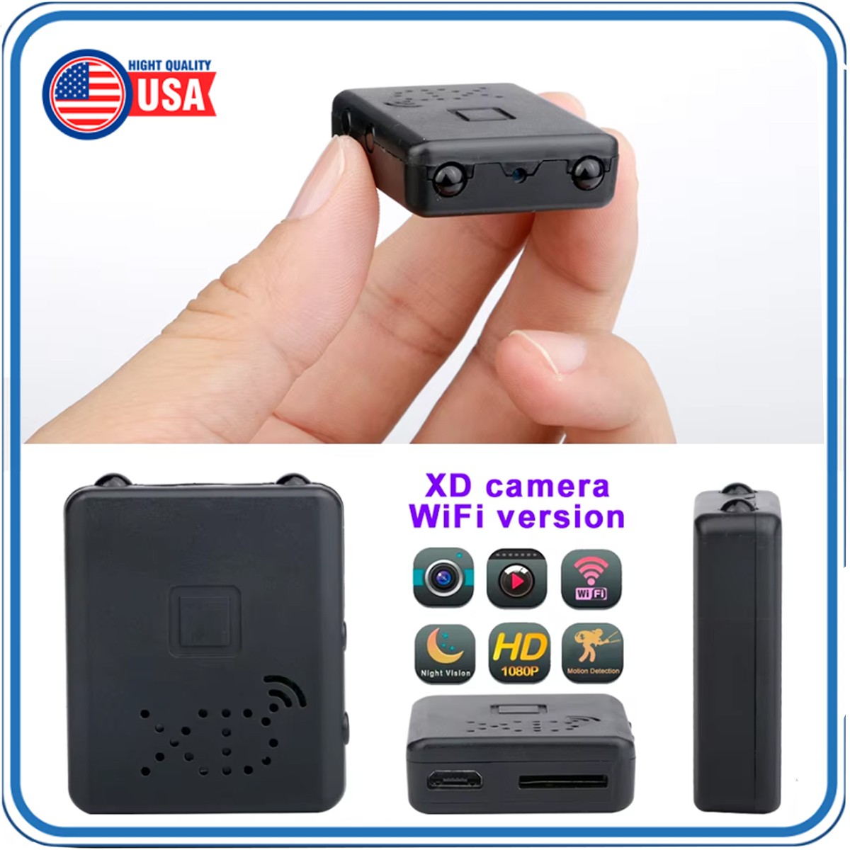 XD Mini Camera Wireless Wifi IP Security HD 1080P Night Vision Motion Detection