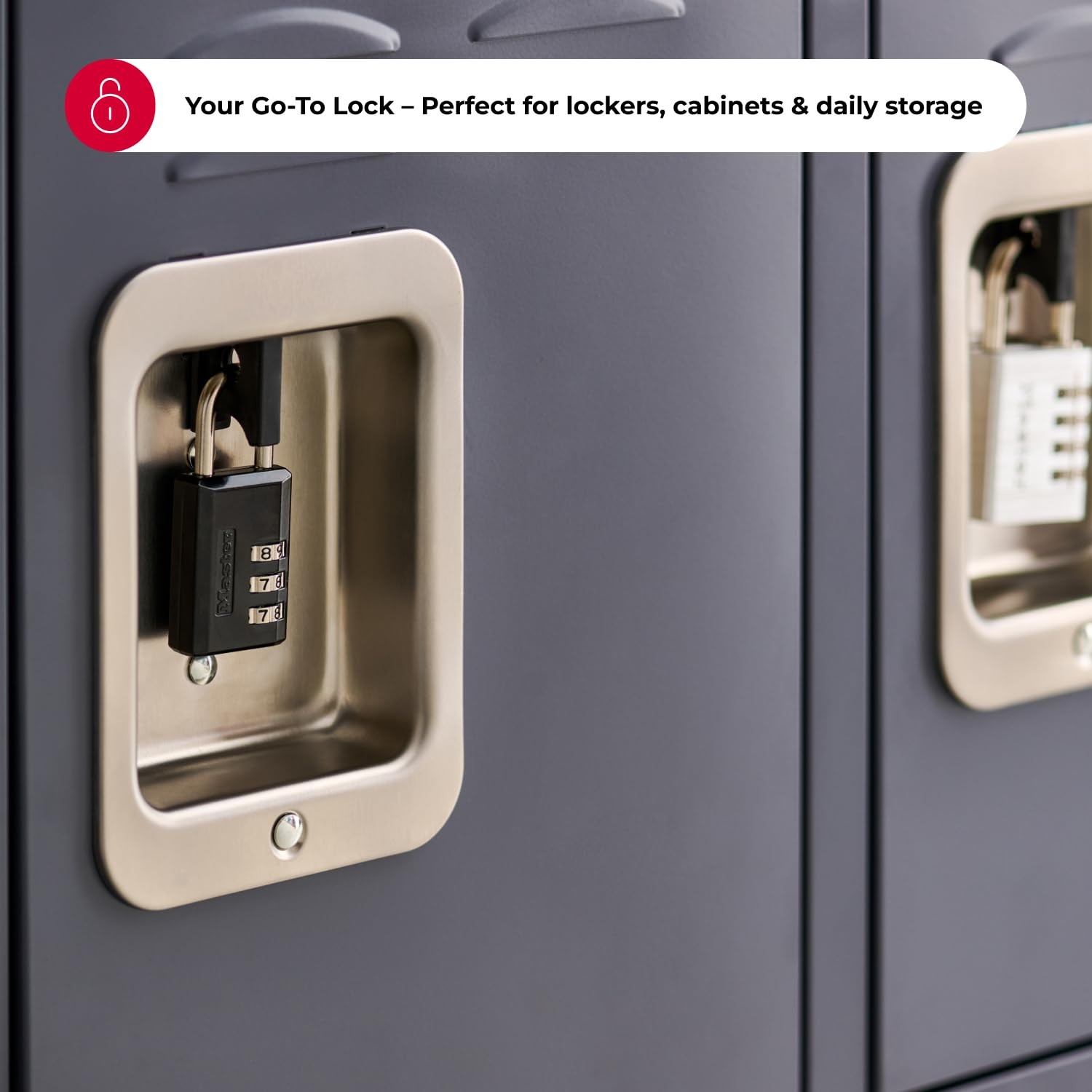 Master Lock Black Combination Padlock, Indoor Gym Locker Lock with Customizable