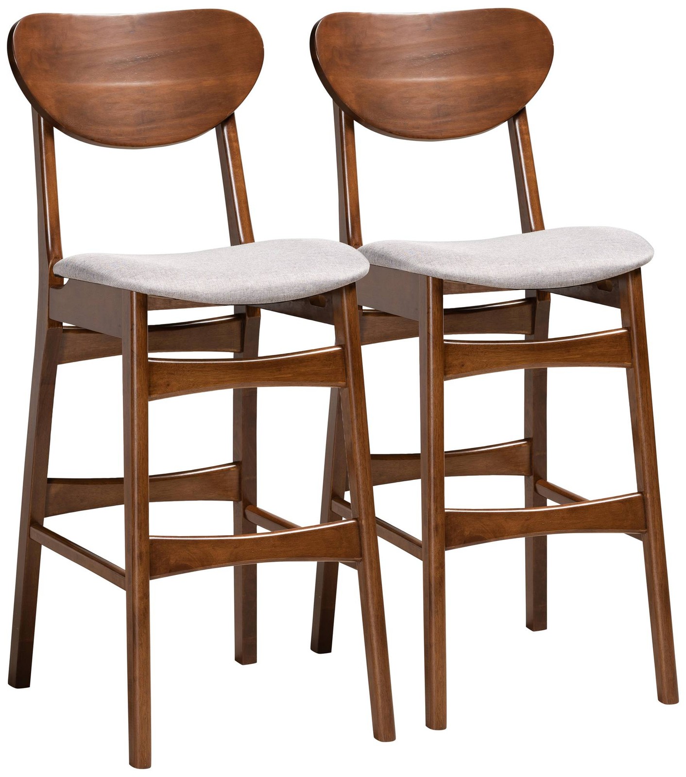 Baxton Studio Katya 29" Gray Fabric Bar Stools Set of 2