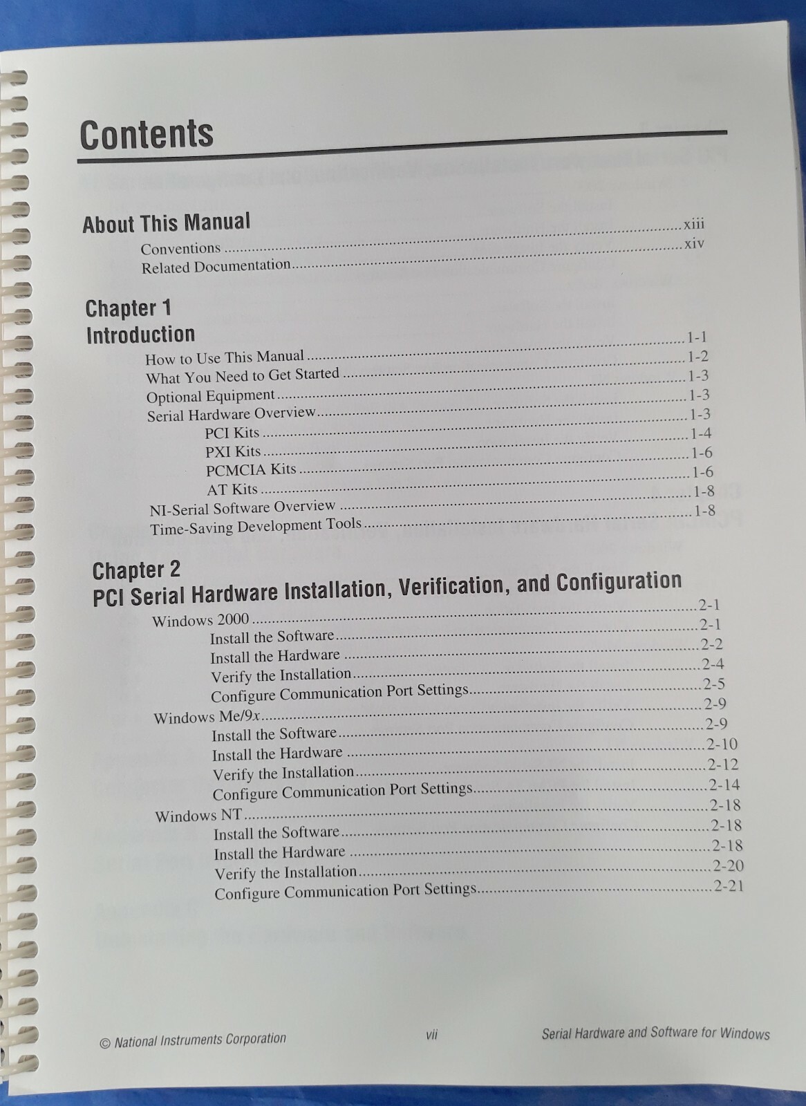 National Instruments Serial Hardware & Software For Windows User Manual