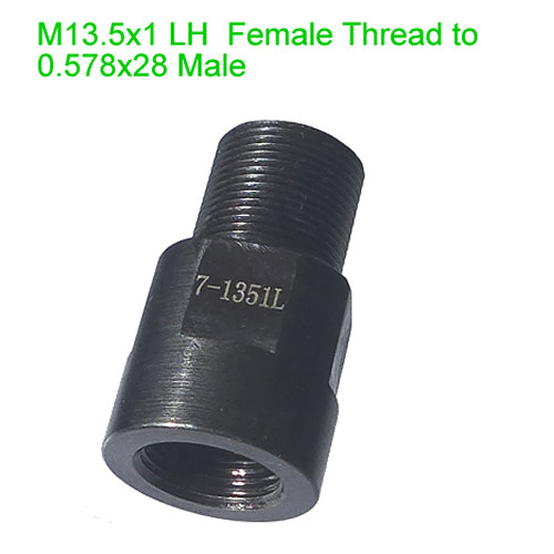 Muzzle / Barrel Thread Adapter, M13.5x1 LH to 0.578X28 Male, 10 mm / 0.39" Hole
